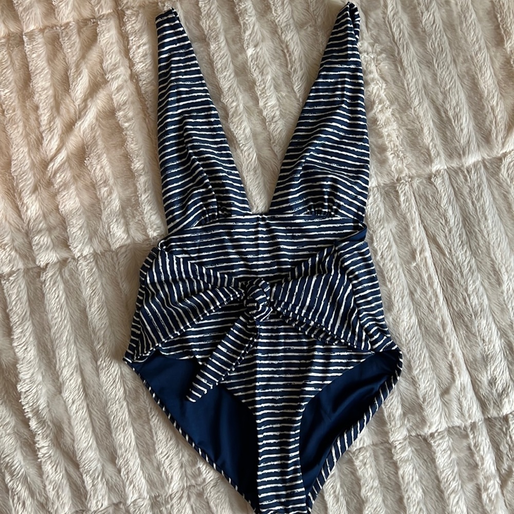 Blue/White Striped One Piece